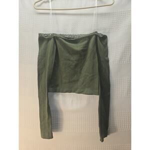 Harper & Ivy Off Shoulder Shirt Womens Size Xs Green Long Sleeve Lace Trim Green